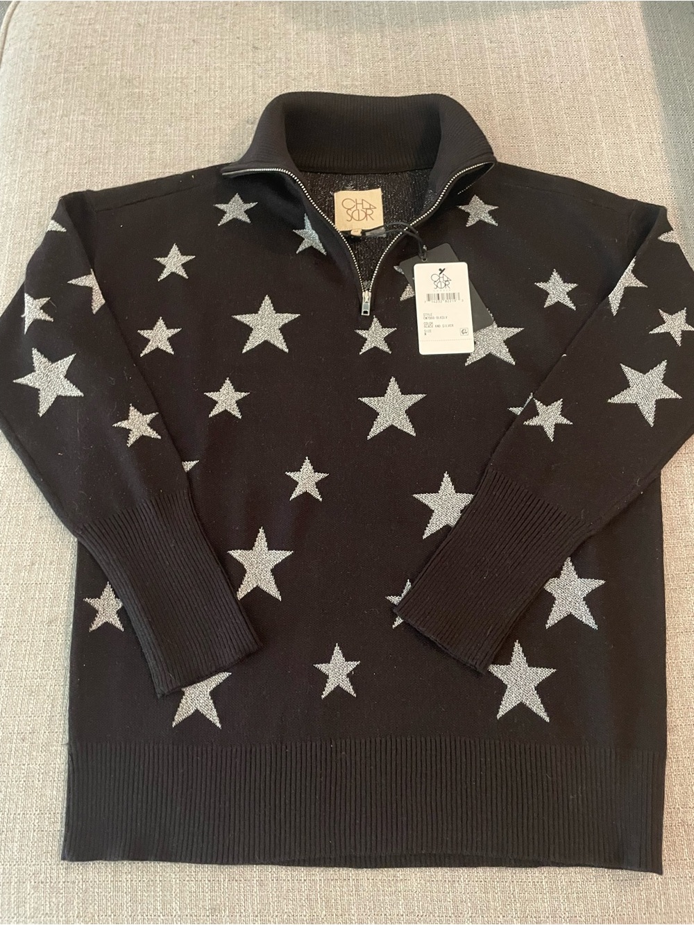 Chaser Black Star-Print Quarter-Zip Sweater - Picture 2 of 6